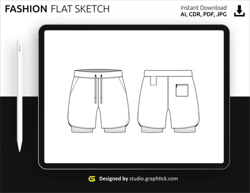 Set of Short Pants, Flat Sketch Template, Vector, Apparel Template.  Technical Sketch of Shorts Stock Illustration - Illustration of cotton,  fashion: 182558486